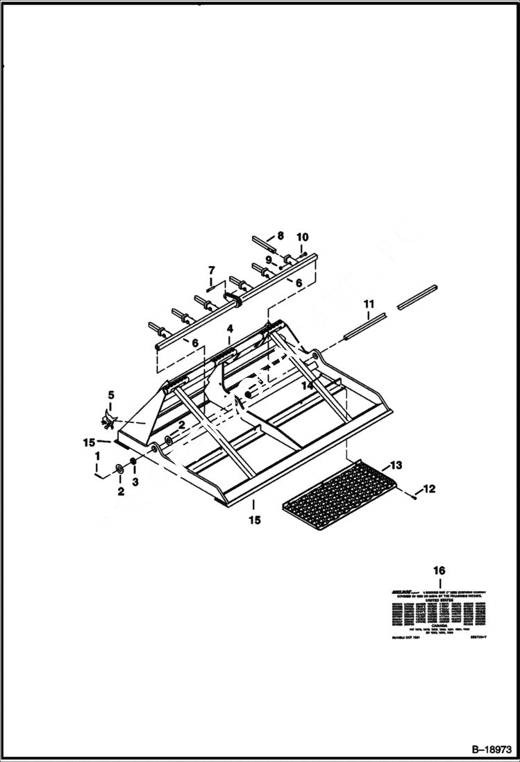 Схема запчастей Bobcat LOADER - ATTACHMENTS - LANDPLANE (Deluxe) (72 6150) Компактные тракторы