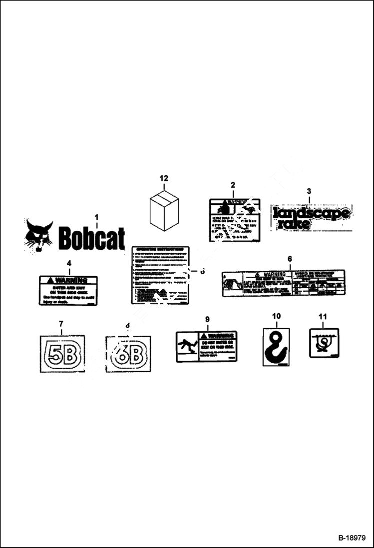 Схема запчастей Bobcat LANDSCAPE RAKE - LANDSCAPE RAKE (Decals) (B Series) Loader