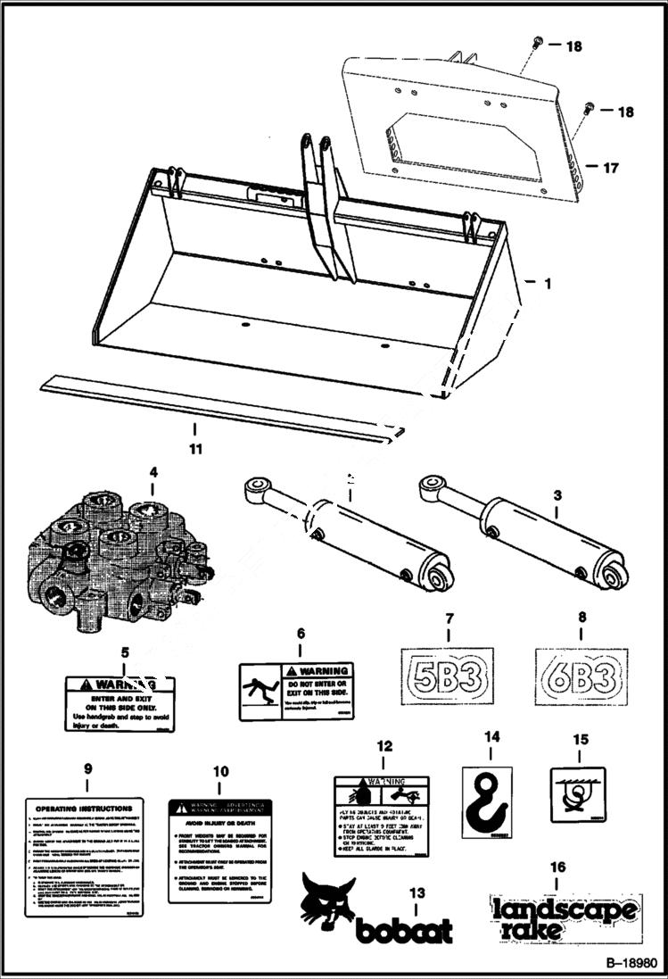 Схема запчастей Bobcat LANDSCAPE RAKE - LANDSCAPE RAKE (3-Point Hitch Mounted) (B Series) Loader