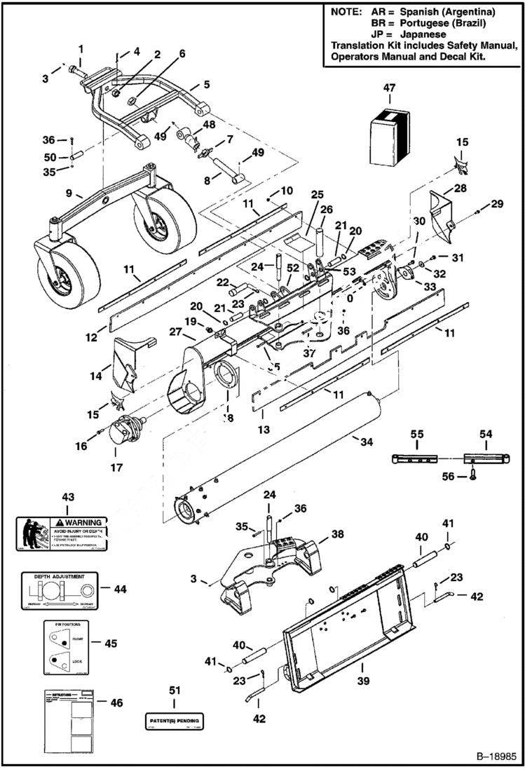 Схема запчастей Bobcat SOIL CONDITIONER - MAIN FRAME (84 6514) Loader