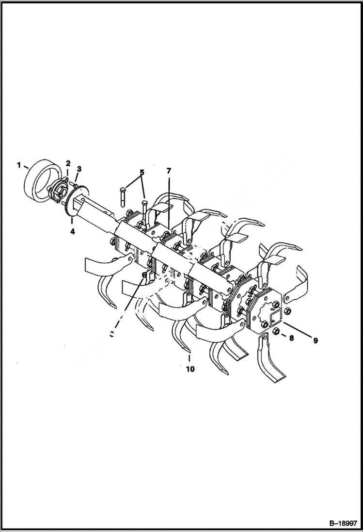 Схема запчастей Bobcat TILLER - TILLER (Tine & Shaft) (463) (500 Series) (38 6144) Loader