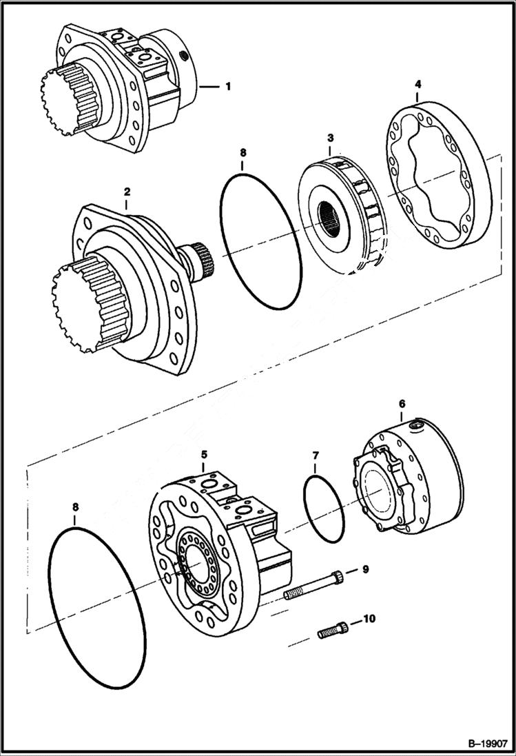 Схема запчастей Bobcat 435 - SWING MOTOR (R921810125)(805119732) (S/N 562611001 & Above) HYDRAULIC/HYDROSTATIC SYSTEM