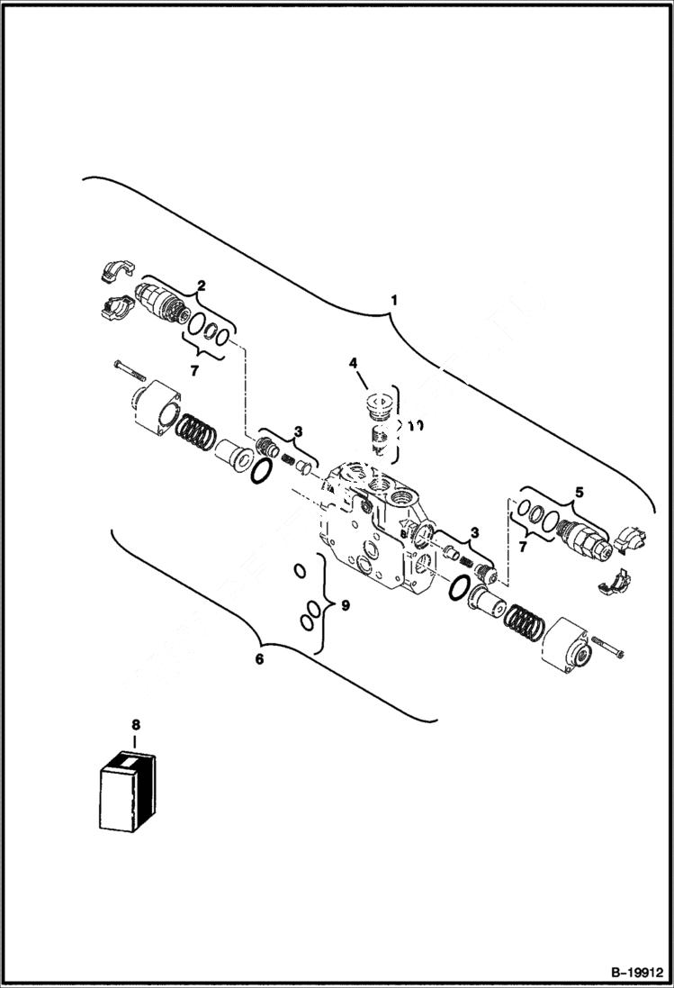 Схема запчастей Bobcat 337 - CONTROL VALVE (Auxiliary) HYDRAULIC SYSTEM