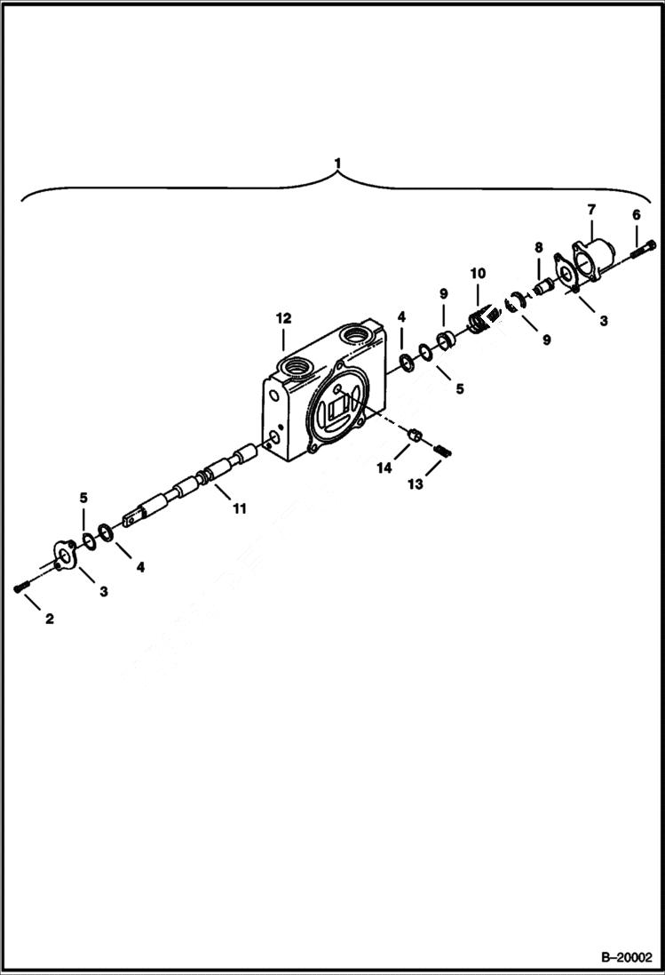 Схема запчастей Bobcat 325 - VALVE SECTION (R.H. Travel & L.H. Travel) (S/N 511820520 & Above) HYDRAULIC SYSTEM