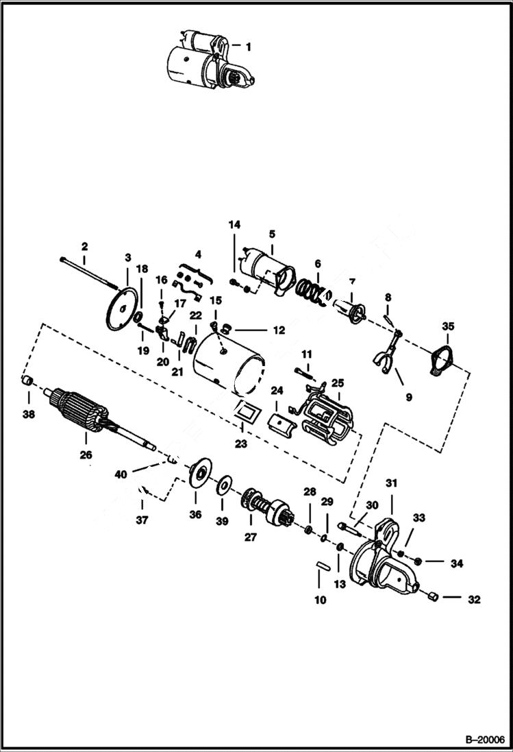 Схема запчастей Bobcat 320 - STARTER (SEALED) (Optional Service Starter) ELECTRICAL SYSTEM