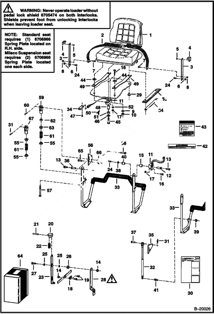 Схема запчастей Bobcat 600s - SEAT & SEAT BAR MAIN FRAME