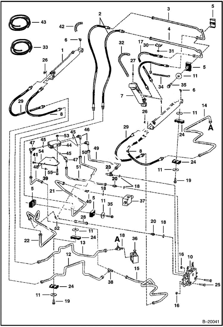 Схема запчастей Bobcat 700s - HYDRAULIC CIRCUITRY (W/Bucket Positioning Valve) (S/N 5147 12999 & Below & 5149 11452 & Below) HYDRAULIC SYSTEM