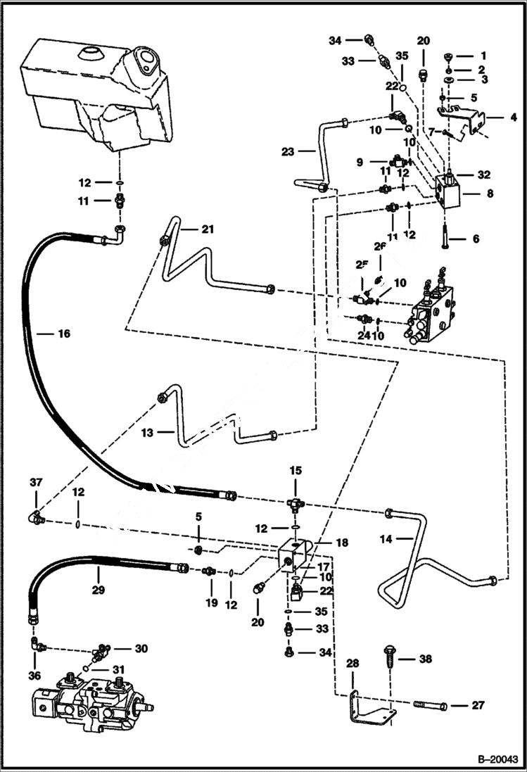 Схема запчастей Bobcat 600s - LIFT & TILT CONTROL SYSTEM (S/N 5148 11115 & Below) HYDRAULIC SYSTEM