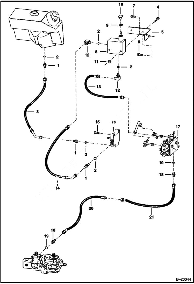 Схема запчастей Bobcat 600s - LIFT & TILT CONTROL SYSTEM (S/N 5148 11116 & Above) HYDRAULIC SYSTEM