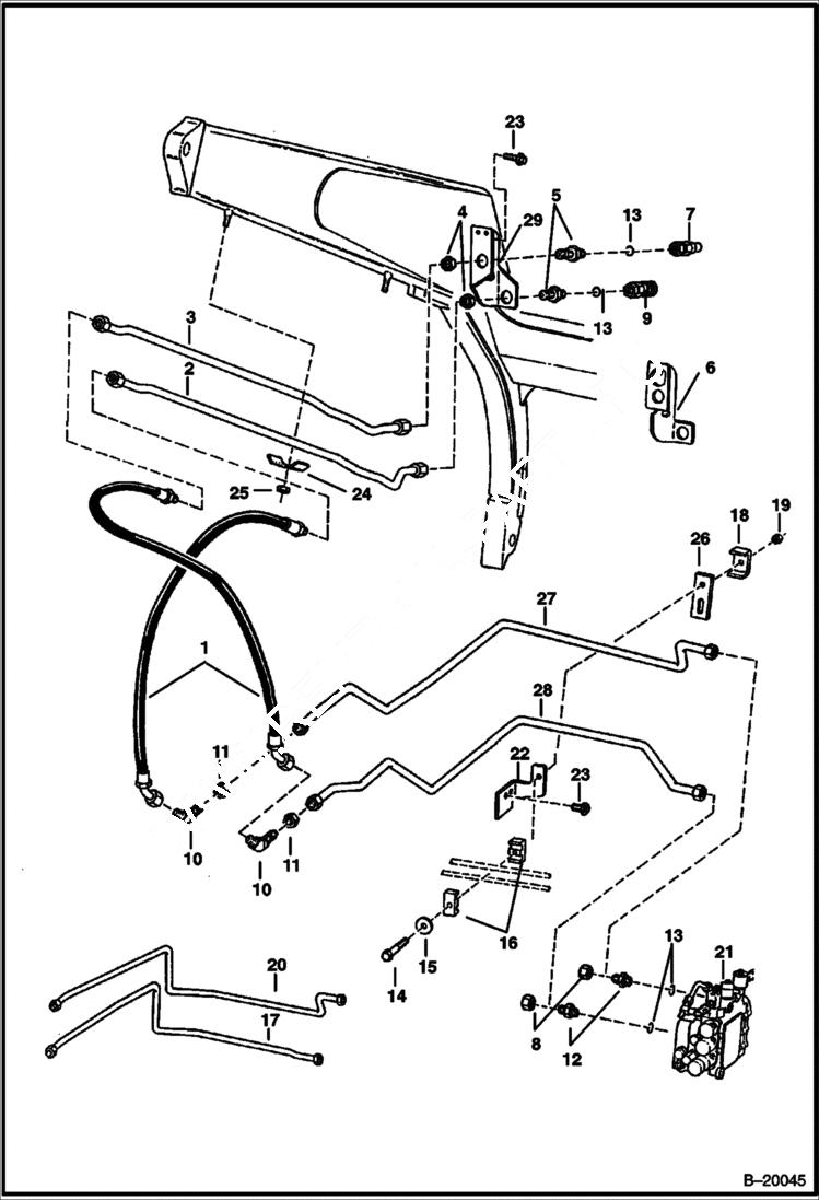 Схема запчастей Bobcat 700s - AUXILIARY HYDRAULICS (S/N 5147 13000 & Above & 5149 11453 & Above) HYDRAULIC SYSTEM