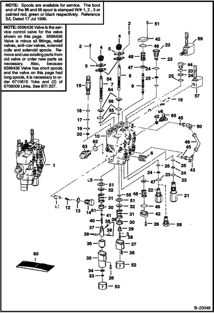 Схема запчастей Bobcat 700s - HYDRAULIC CONTROL VALVE (S/N 514711691 - 12999, 514911005 - 11452) HYDRAULIC SYSTEM