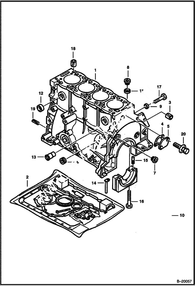 Схема запчастей Bobcat 600s - CYLINDER BLOCK POWER UNIT