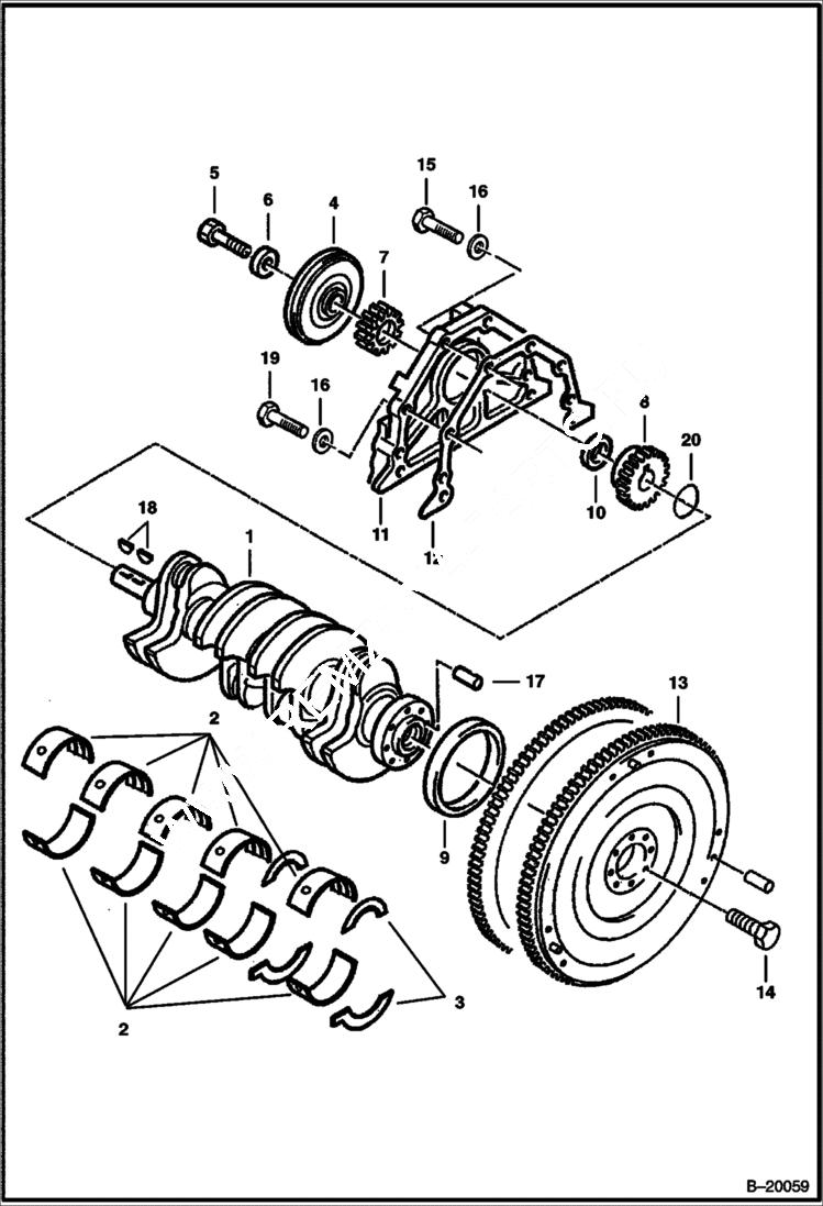 Схема запчастей Bobcat 600s - CRANKSHAFT POWER UNIT