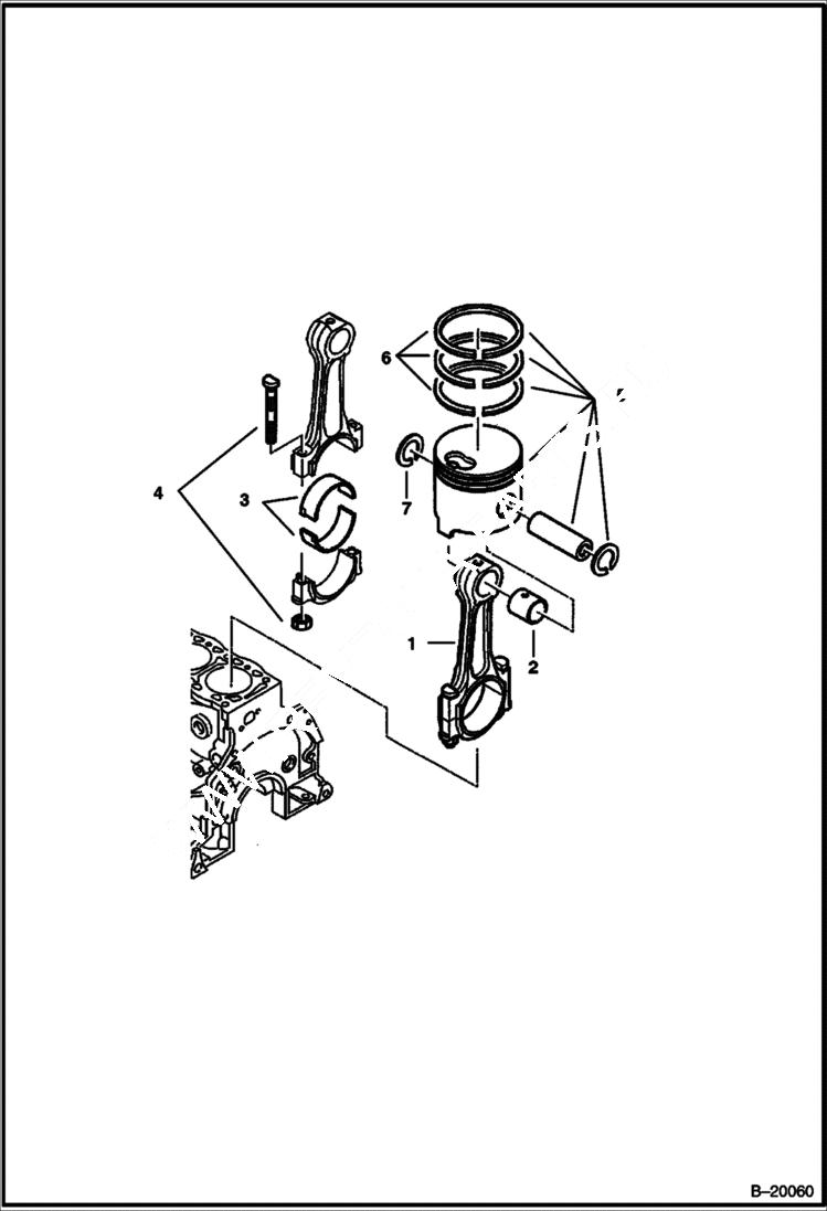 Схема запчастей Bobcat 600s - CONNECTING RODS & PISTONS POWER UNIT