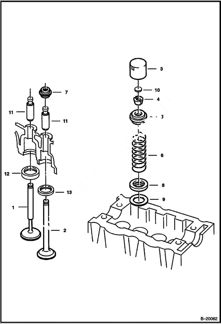 Схема запчастей Bobcat 600s - VALVES & ROCKER POWER UNIT