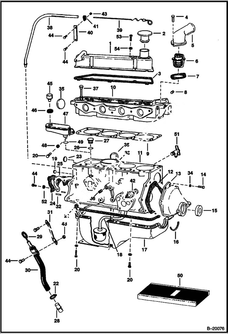 Схема запчастей Bobcat 700s - CYLINDER BLOCK (Ford Engine) POWER UNIT