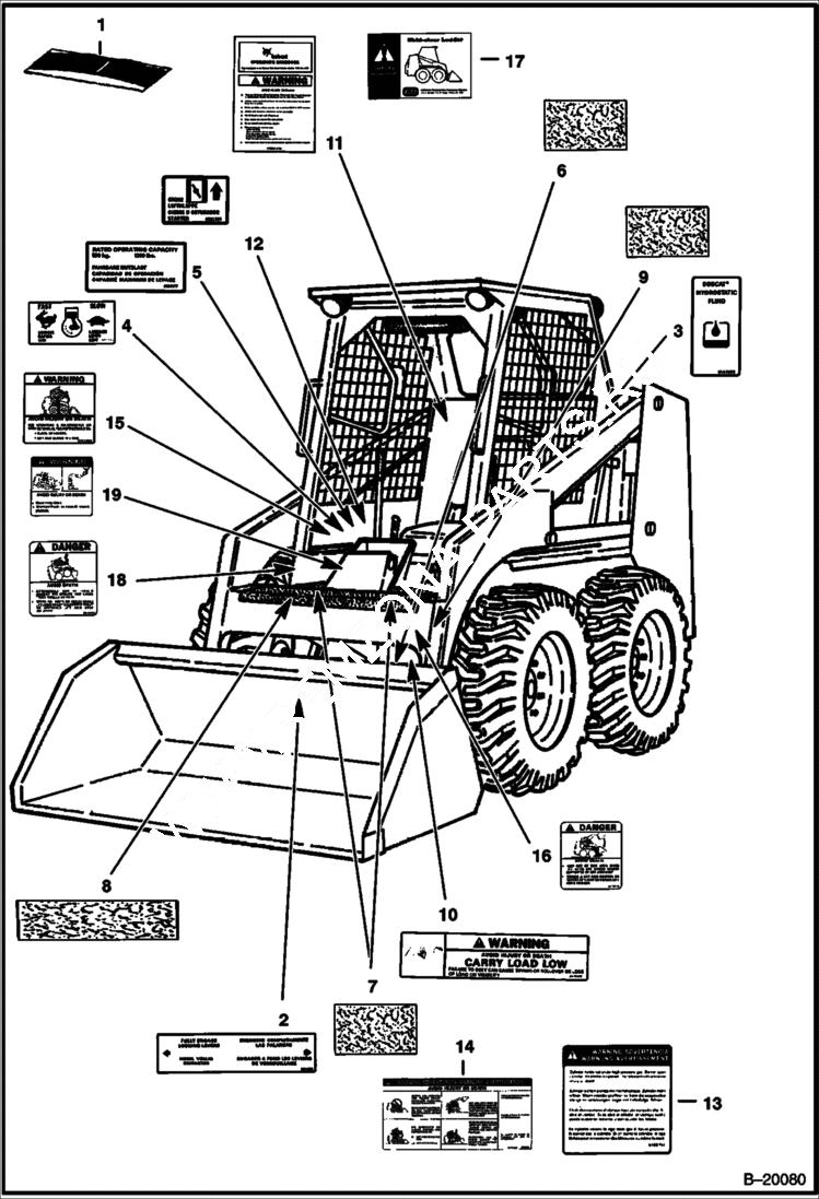 Схема запчастей Bobcat 700s - DECALS ACCESSORIES & OPTIONS