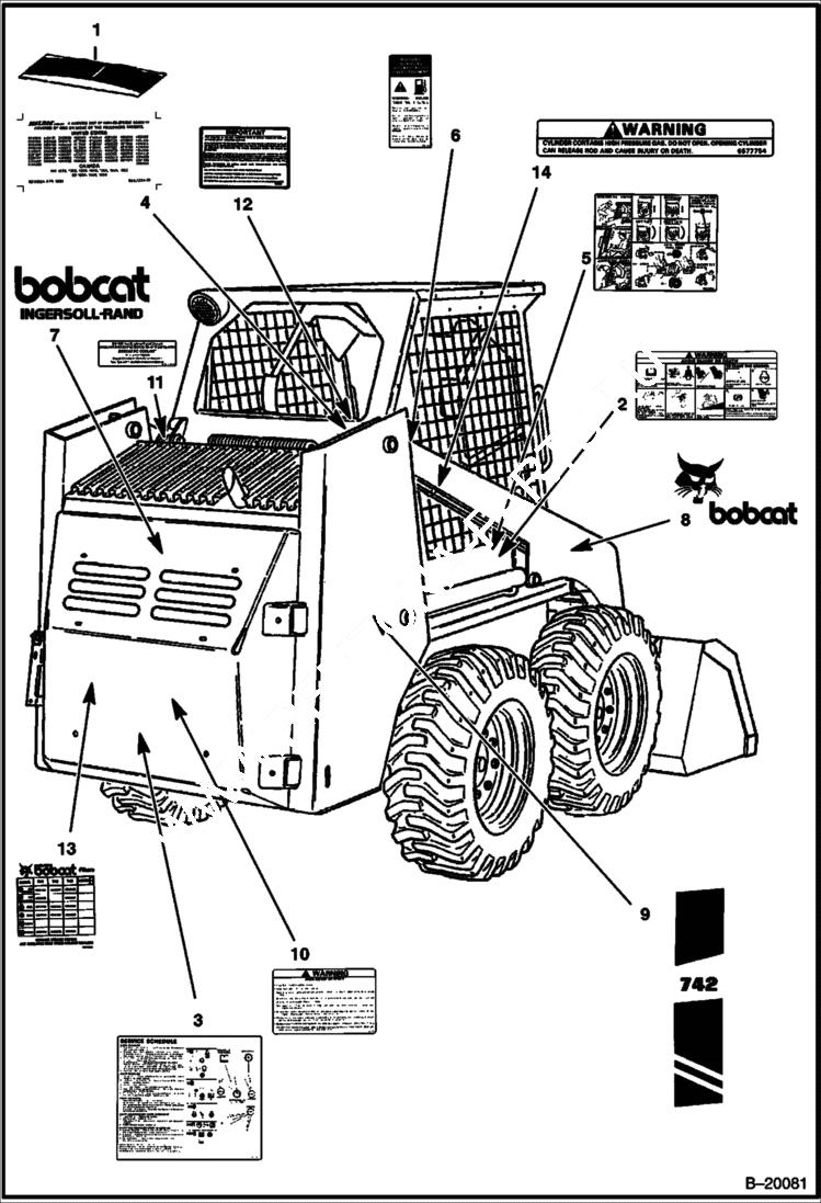 Схема запчастей Bobcat 700s - DECALS ACCESSORIES & OPTIONS