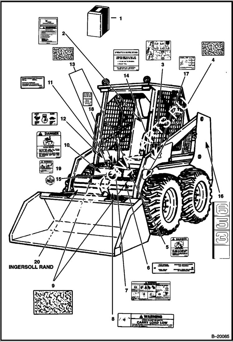 Схема запчастей Bobcat 600s - DECALS ACCESSORIES & OPTIONS