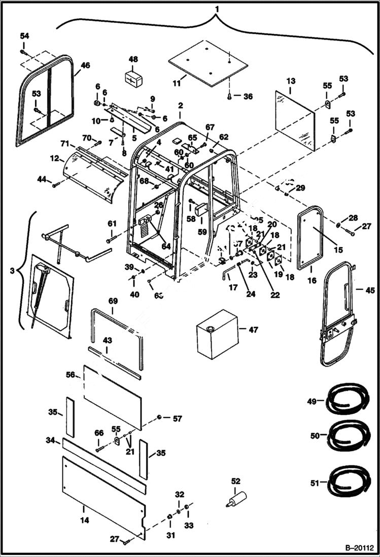 Схема запчастей Bobcat 325 - OPERATOR CAB MAIN FRAME