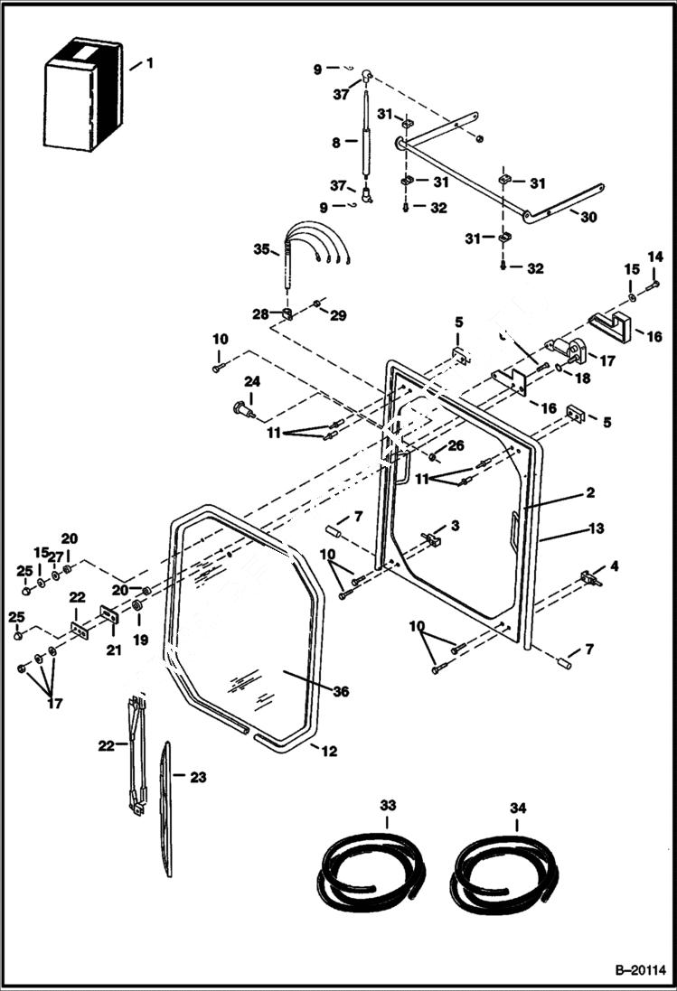 Схема запчастей Bobcat 325 - OPERATOR CAB (Front Window) (Service Replacement) MAIN FRAME