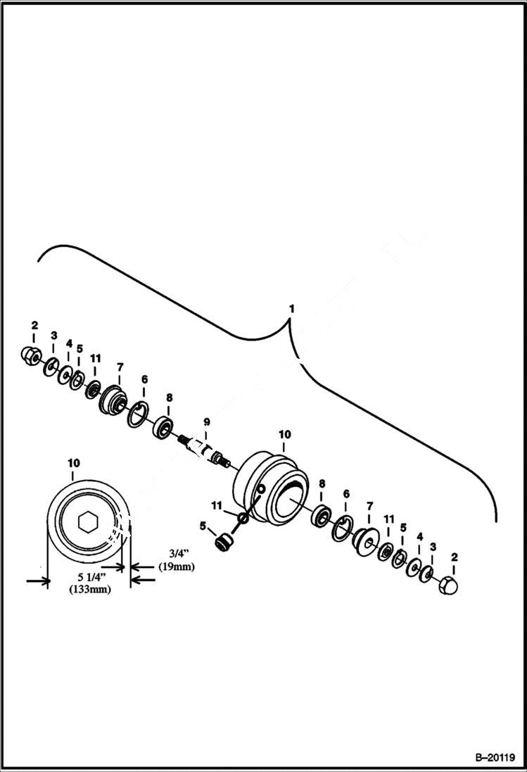 Схема запчастей Bobcat 325 - TRACK ROLLER (Rubber) (W/ Oil Plug) UNDERCARRIAGE