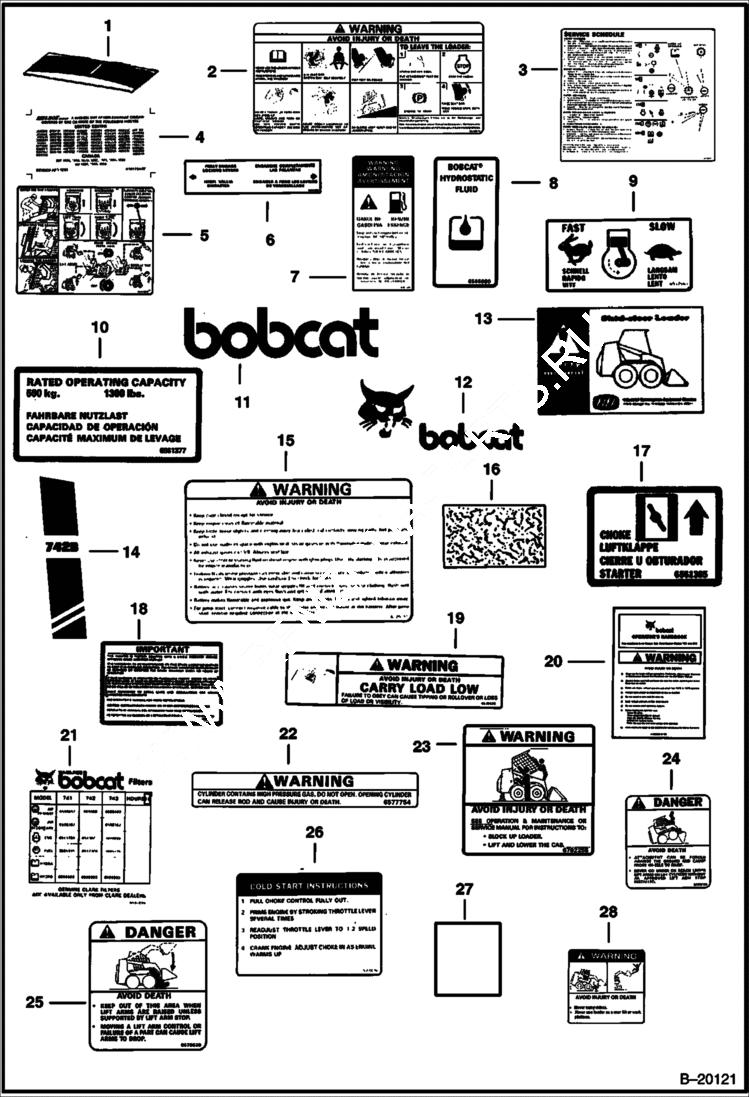 Схема запчастей Bobcat 700s - DECALS ACCESSORIES & OPTIONS