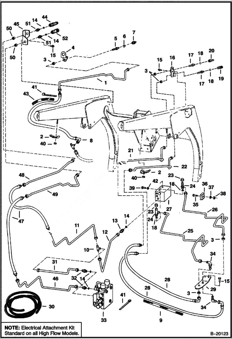 Схема запчастей Bobcat 800s - HIGH HORSEPOWER HYDRAULICS (Auxiliary Hydraulics) HIGH FLOW HYDRAULICS