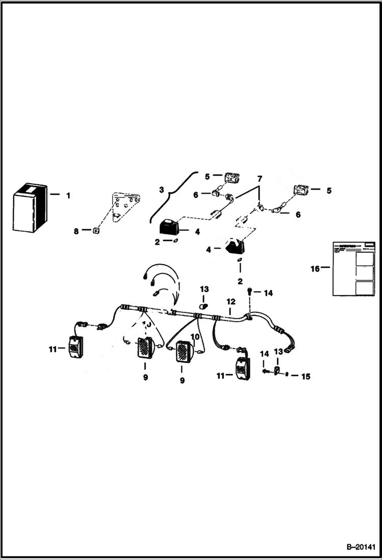 Схема запчастей Bobcat 800s - LIGHT KIT (Front & Rear) (For 2 Piece Rear Door) (5144 15609, 5145 11106, 5146 11152 & Below) ACCESSORIES & OPTIONS