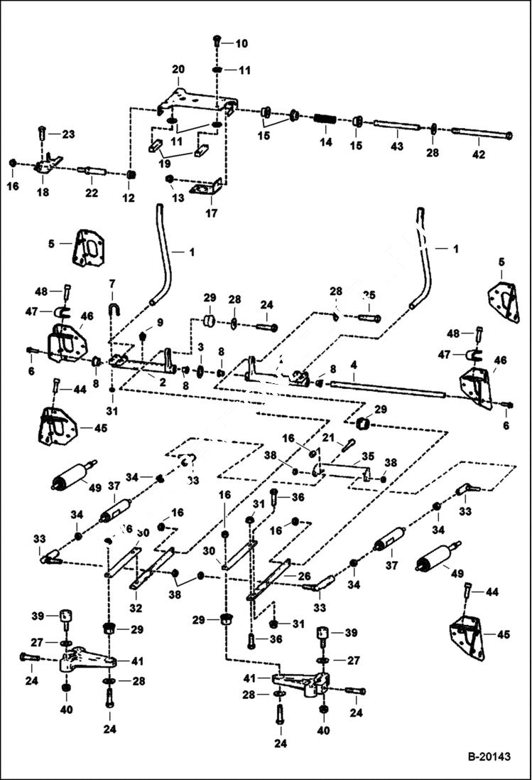 Схема запчастей Bobcat 800s - HAND CONTROLS (M44 Pump) HYDROSTATIC SYSTEM