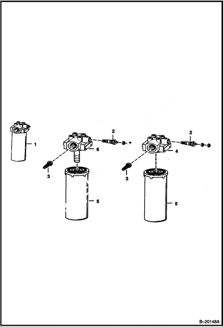 Схема запчастей Bobcat 800s - HYDROSTATIC OIL FILTER (W/O B.O.S.S. Option) HYDROSTATIC SYSTEM
