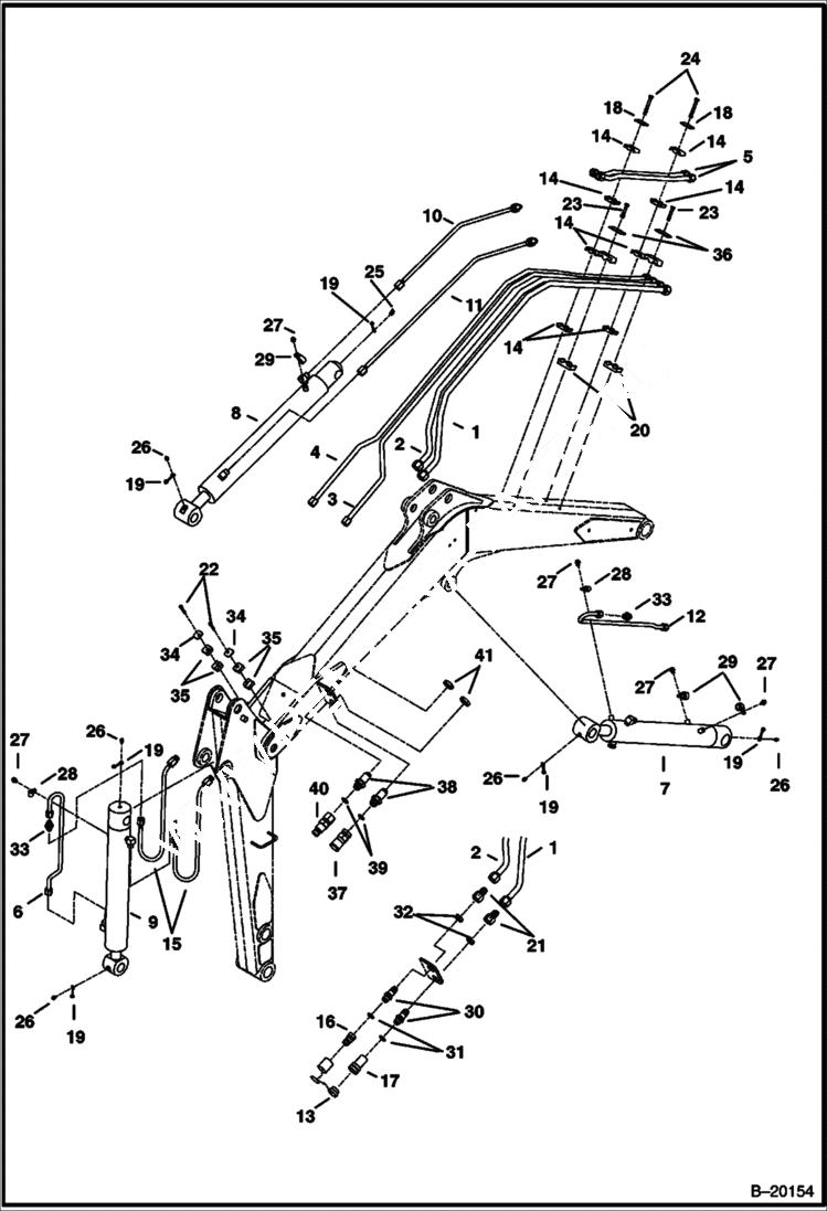 Схема запчастей Bobcat 325 - HYDRAULIC CIRCUITRY (Arm Boom, Bucket and Auxiliary) HYDRAULIC SYSTEM