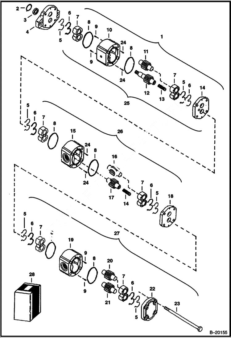 Схема запчастей Bobcat 325 - GEAR PUMP HYDRAULIC SYSTEM