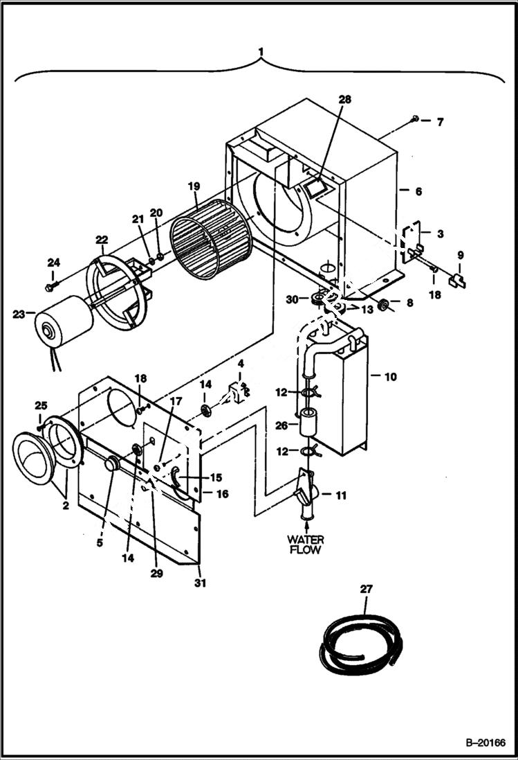 Схема запчастей Bobcat 325 - HEATER (With 3 Speed Fan Motor) (S/N 511820001-511820393) MAIN FRAME