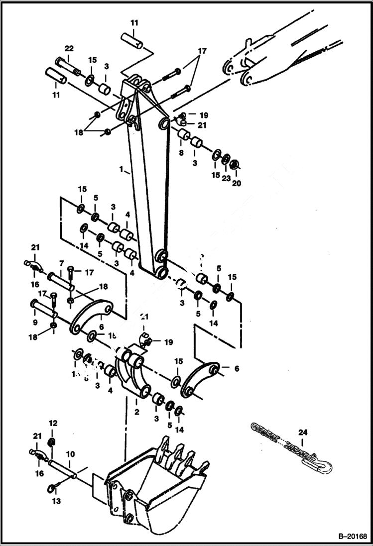 Схема запчастей Bobcat 325 - ARM & BUCKET LINK WORK EQUIPMENT