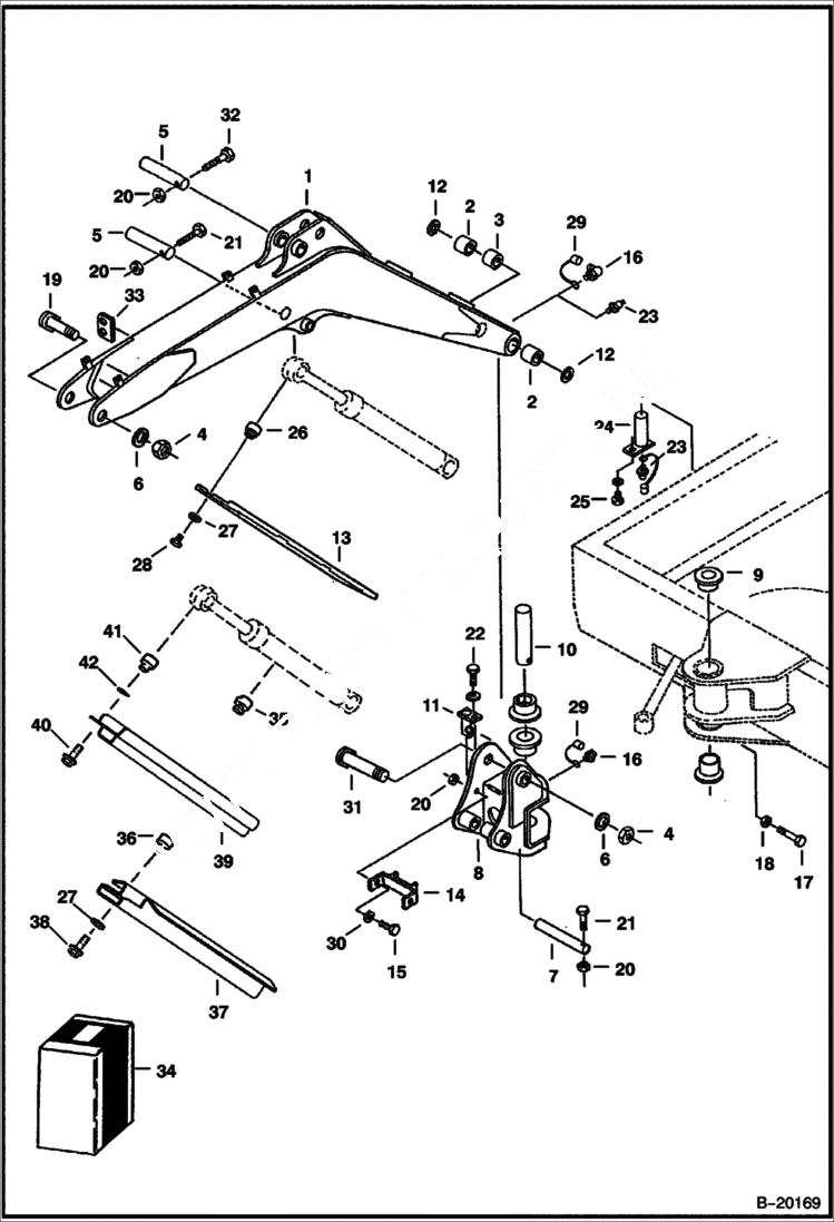 Схема запчастей Bobcat 325 - SWING BRACKET & BOOM WORK EQUIPMENT