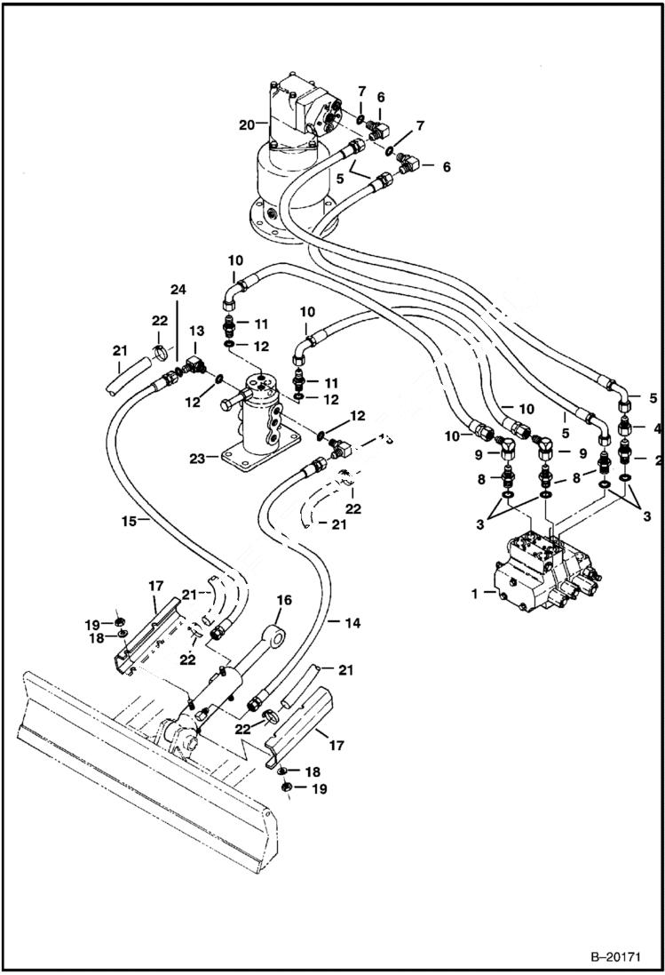 Схема запчастей Bobcat 325 - HYDRAULIC CIRCUITRY (Blade and Swing) (S/N 511820001-511820178) HYDRAULIC SYSTEM