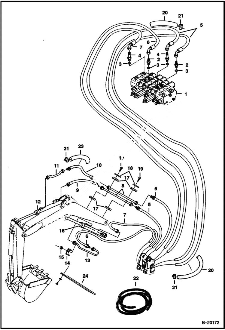 Схема запчастей Bobcat 325 - HYDRAULIC CIRCUITRY (Arm & Boom) (S/N 511820001-511820519) HYDRAULIC SYSTEM