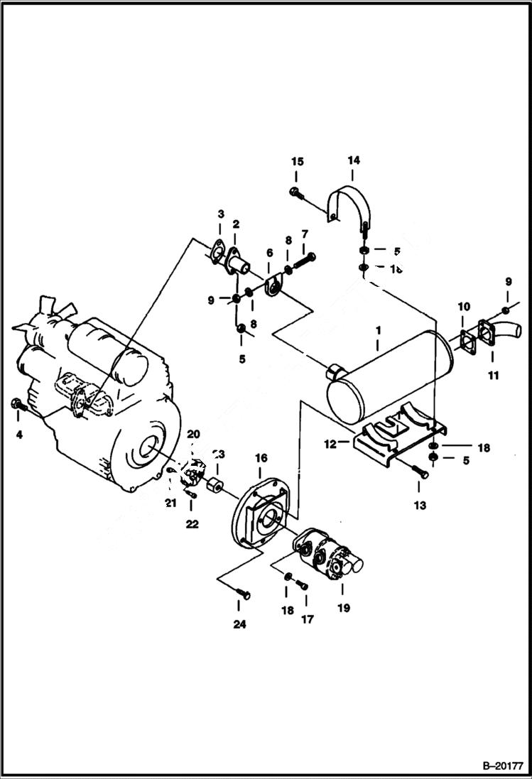 Схема запчастей Bobcat 325 - MUFFLER & POWER TAKE OFF POWER UNIT