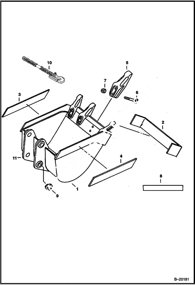Схема запчастей Bobcat BUCKETS - BUCKET (Pin-On)(225,325,328) (Non Current) Экскаваторы