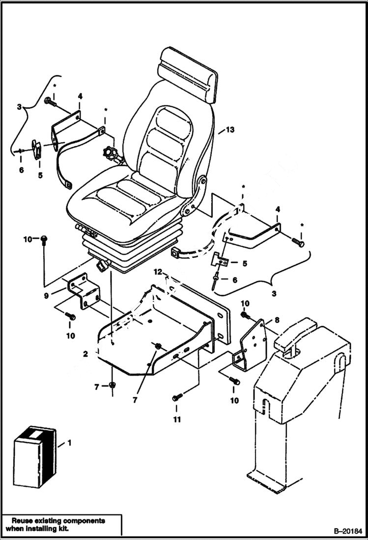 Схема запчастей Bobcat 325 - SEAT MOUNTING KIT (For Installing Suspension Seat) ACCESSORIES & OPTIONS