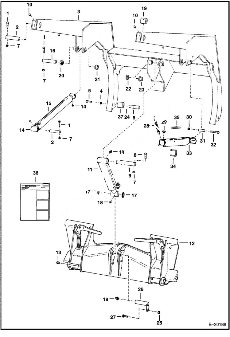 Схема запчастей Bobcat 700s - LIFT ARMS & BOBTACH MAIN FRAME