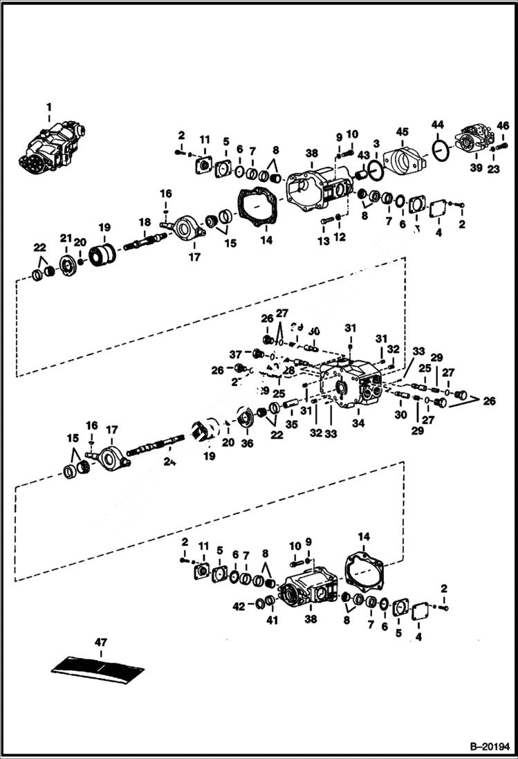 Схема запчастей Bobcat 700s - HYDROSTATIC PUMP HYDROSTATIC SYSTEM