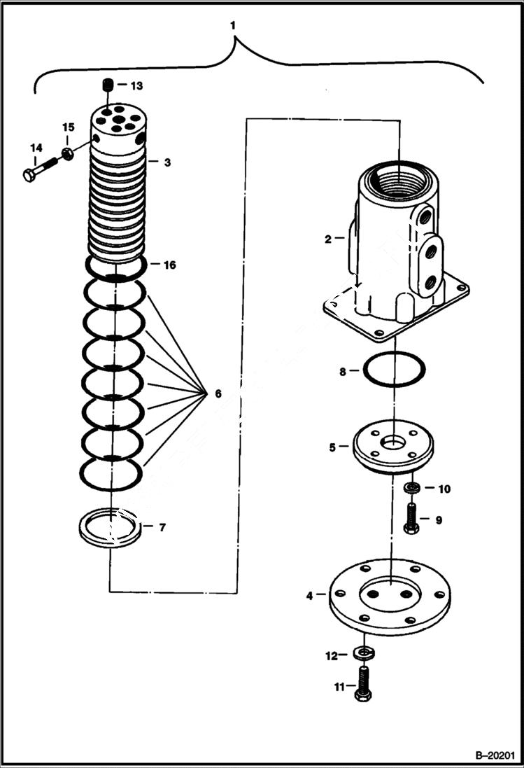 Схема запчастей Bobcat 325 - SWIVEL JOINT (S/N 511820001-20197) HYDRAULIC SYSTEM