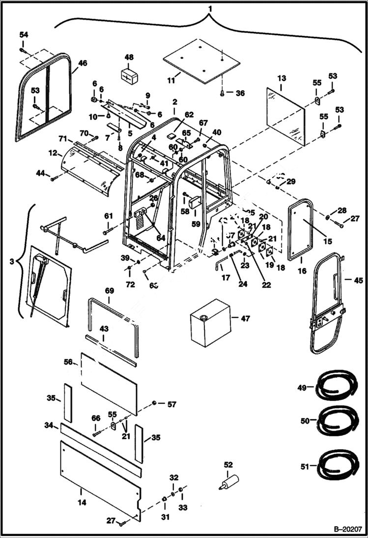 Схема запчастей Bobcat 331 - OPERATOR CAB MAIN FRAME