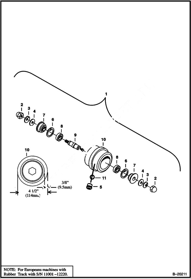 Схема запчастей Bobcat 331 - TRACK ROLLER (For All Steel Tracks) (W/ Oil Plug) UNDERCARRIAGE