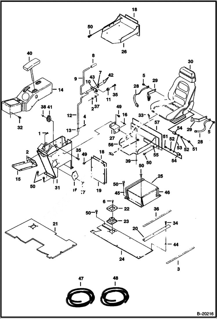 Схема запчастей Bobcat 331 - CONTROL CONSOLE, FLOORBOARDS AND SEAT CONTROLS