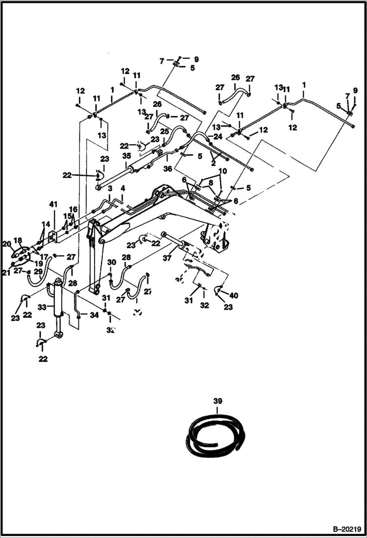 Схема запчастей Bobcat 331 - HYDRAULIC CIRCUITRY (Arm, Boom, Bucket & Auxiliary) (S/N 512911001-512911999) HYDRAULIC SYSTEM