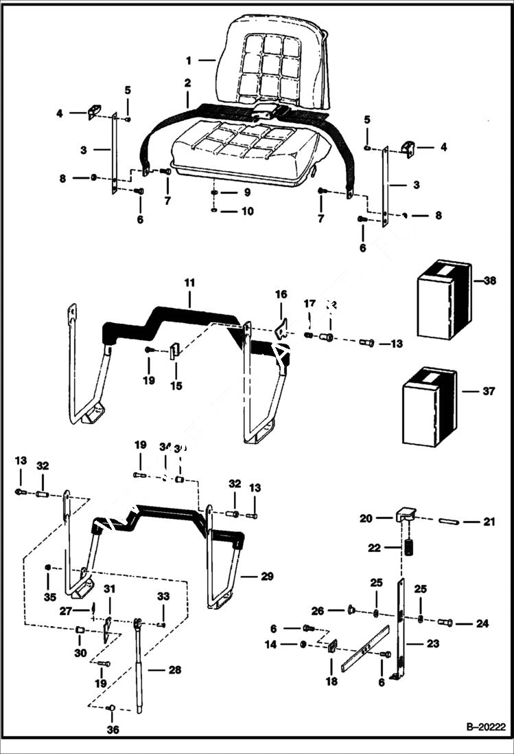 Схема запчастей Bobcat 700s - SEAT & SEAT BAR MAIN FRAME