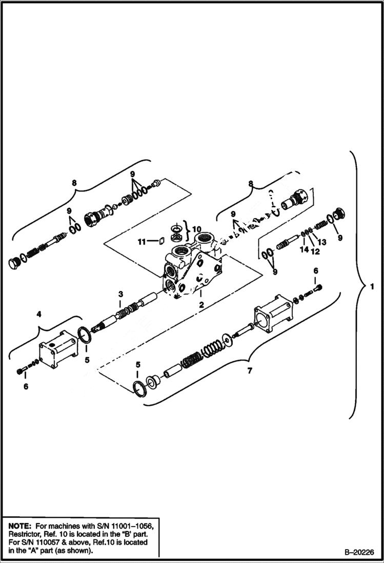 Схема запчастей Bobcat 331 - VALVE SECTION HYDRAULIC SYSTEM